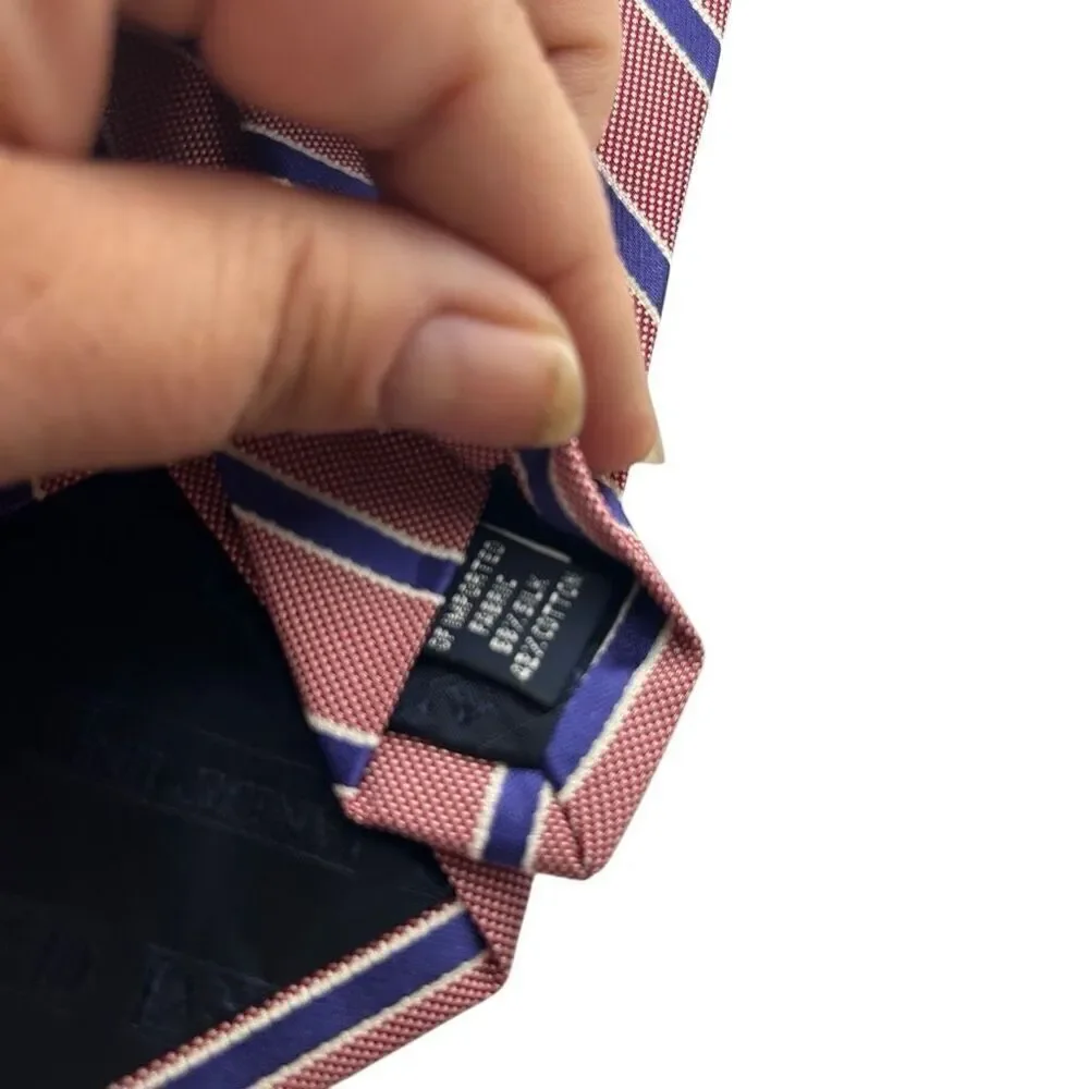 Lands' End Silk Blend Necktie Red White and Blue Striped Tie